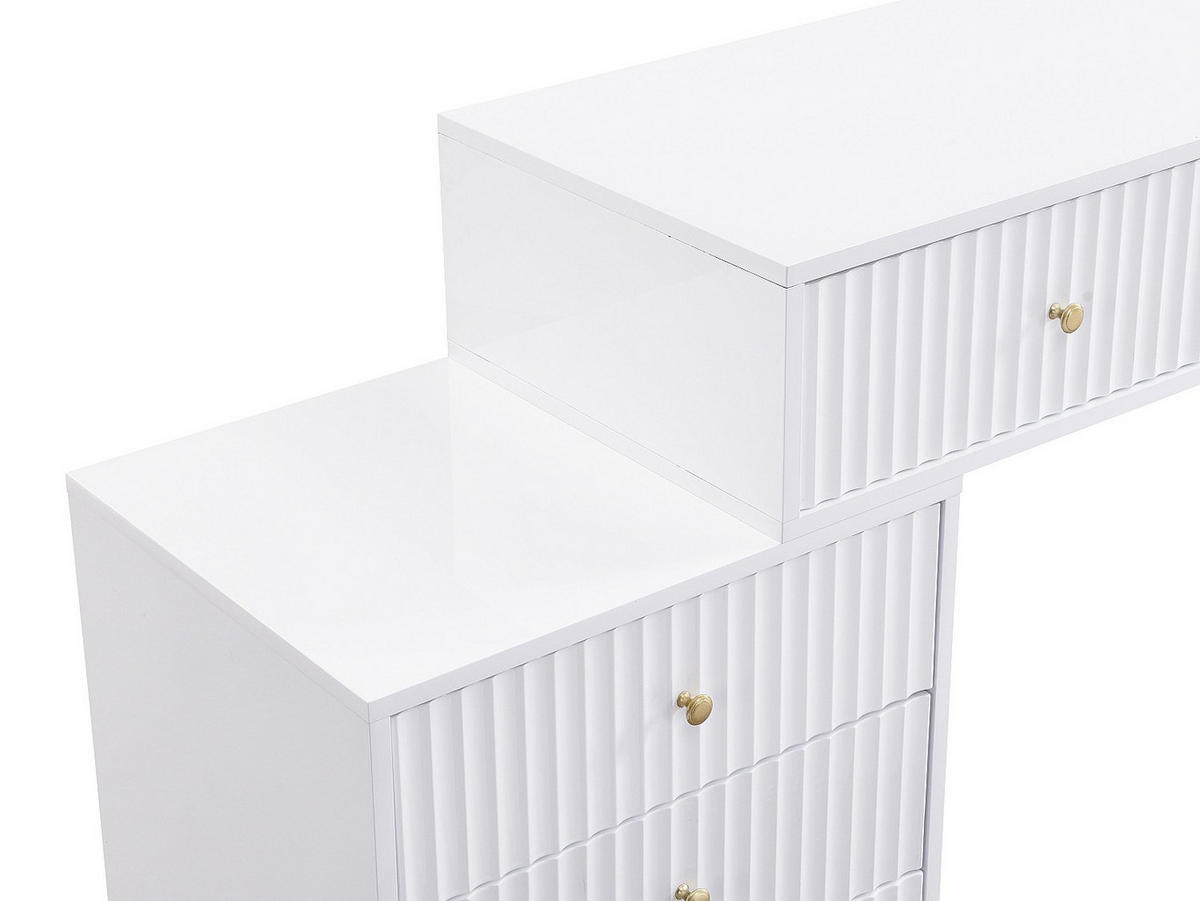 SCHMINKTISCH - 133 cmcm x 40 cmcm - Holz, Platte - Weiß - PEROLIA - Weiß, Holz (133/75/40cm) - Vente-Unique