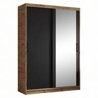 SCHWEBETÜRENSCHRANK Hela 120/205/60 2-türig eiche Artisan/schwarz mit Schubkasteneinsatz - Schwarz/Eiche Artisan, Holzwerkstoff (120/205/60cm) - Beautysofa