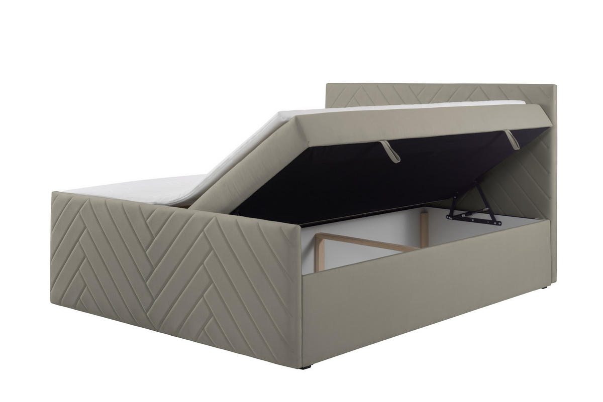 BOXSPRINGBETT NOVA mit Topper und Bettkasten, Beige, 120x200 cm - Beige, Textil (120/200cm) - KS Home Concept
