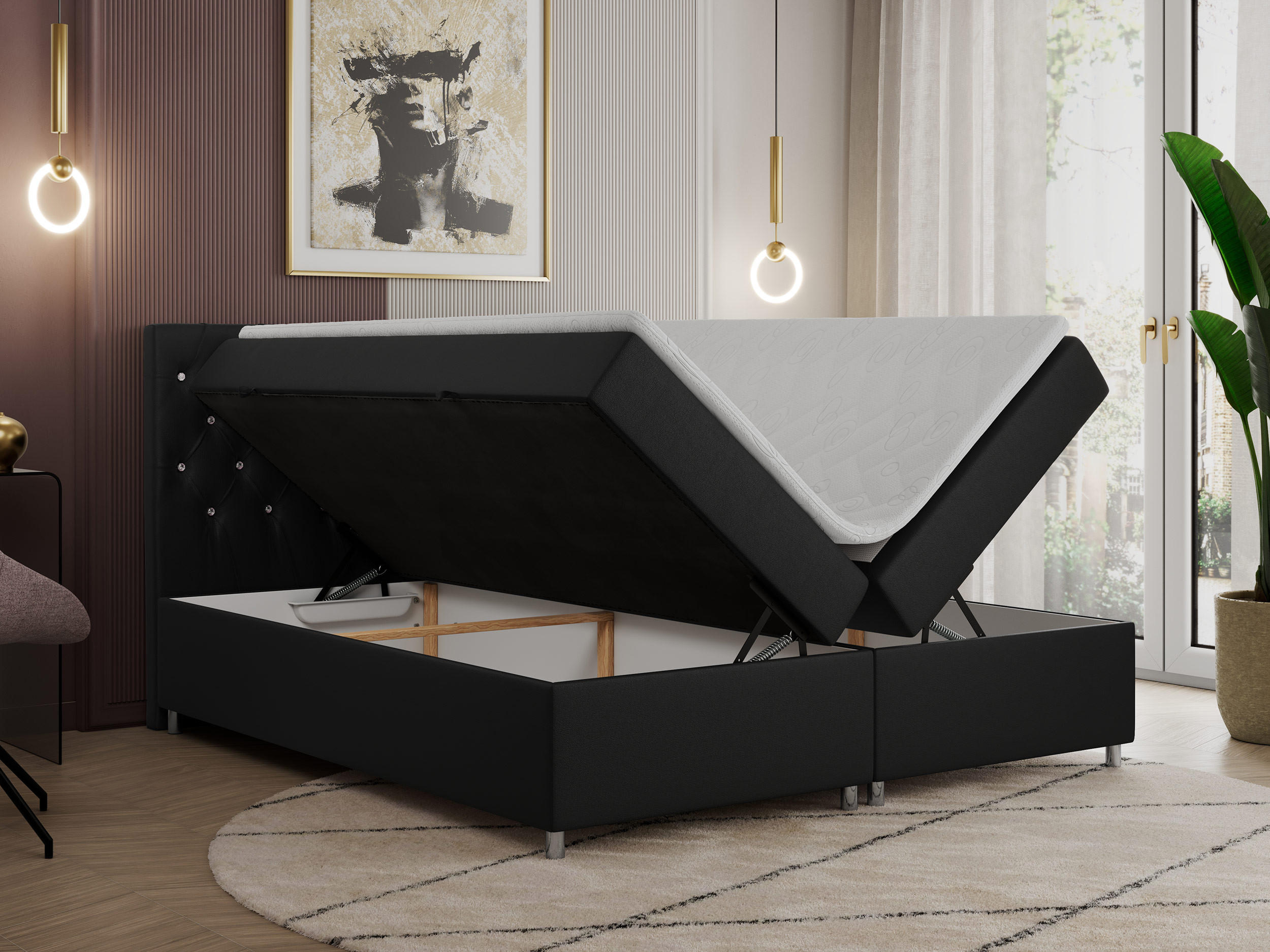Thumbnail - Xxxl Boxbett, Schwarz, Textil, 2-Sitzer, H3, 7-Zonen, Rechteckig, 180x200 cm, Oeko-Tex®, Schlafzimmer, Betten, Boxspring...