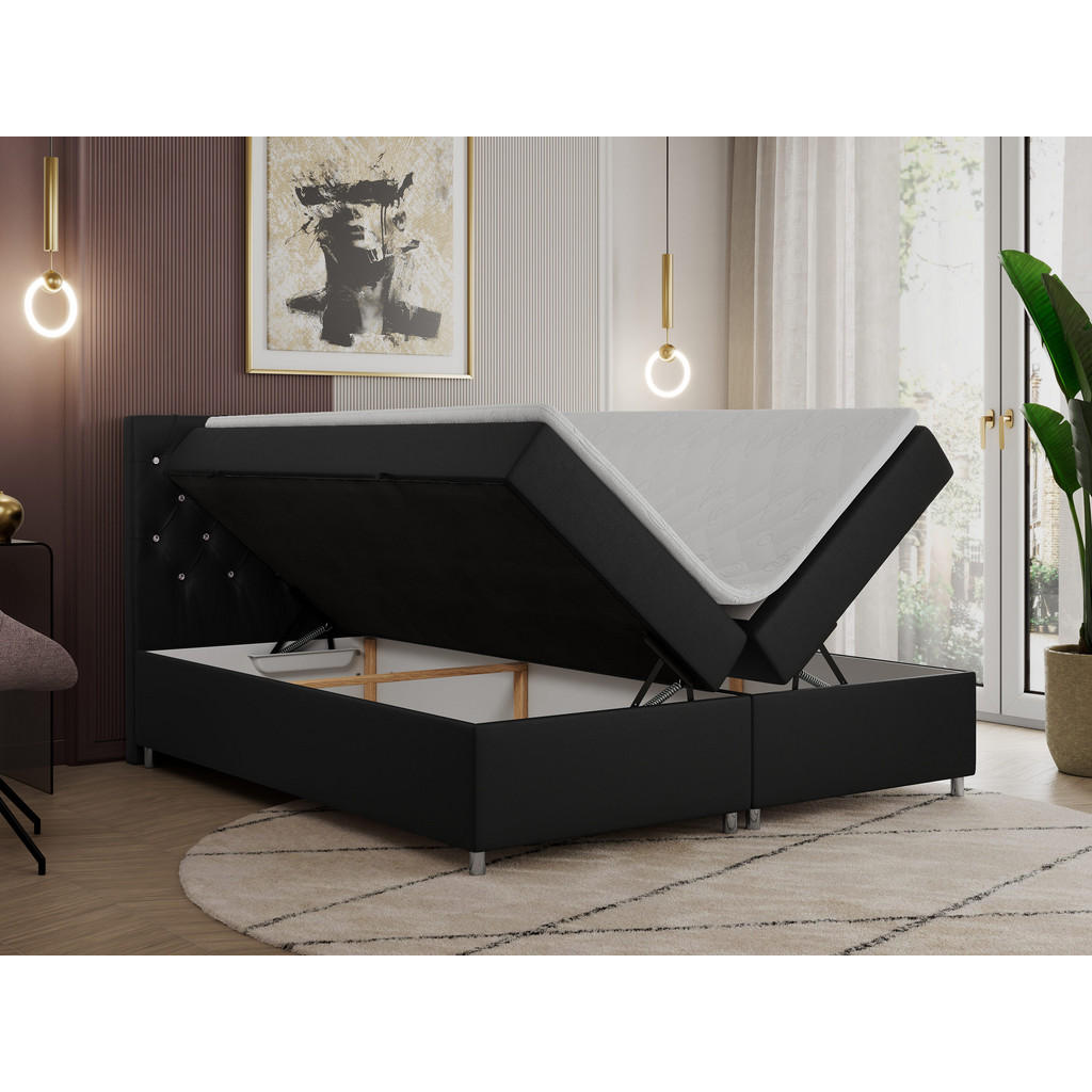 Thumbnail - Boxbett, Schwarz, Textil, 2-Sitzer, H4, 7-Zonen, Rechteckig, 180x200 cm, Oeko-Tex®, Schlafzimmer, Betten, Boxspringbette...