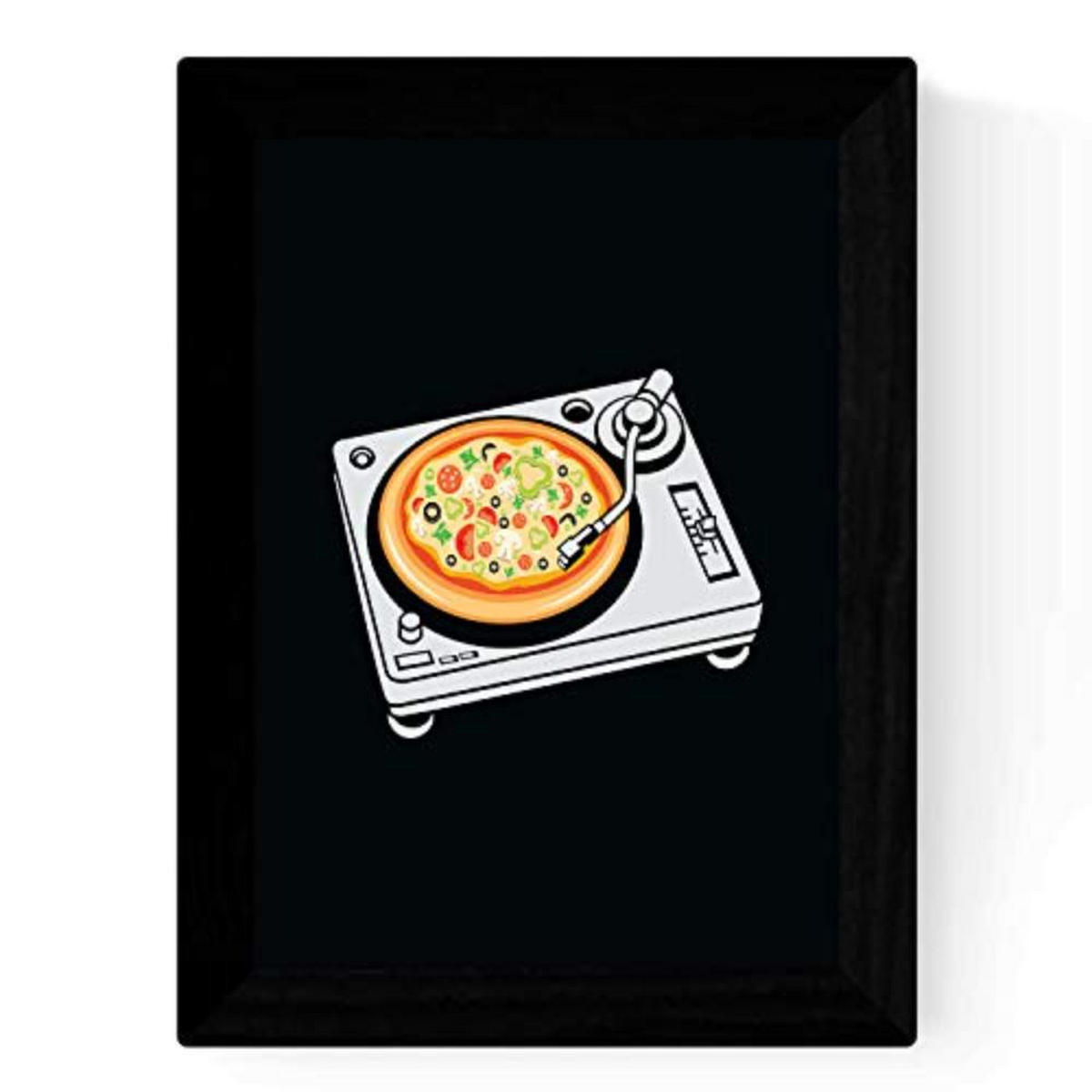 POSTER Set mit 4 beginnt Pizza (rosa Floder, ET, DJ und Aliens) A3 Schwarzer Rahmen - Schwarz, Papier (29.7/3cm) - Nacnic