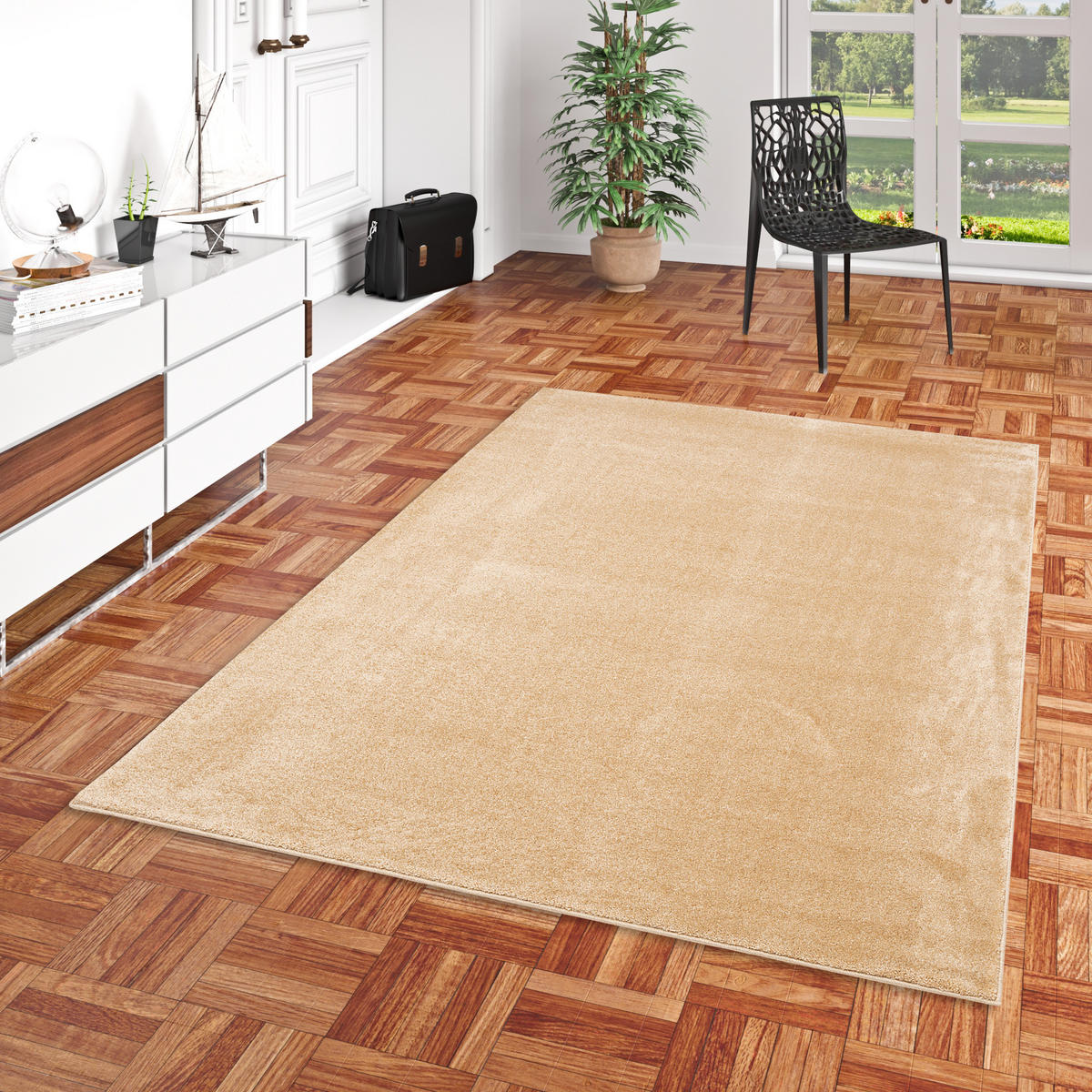 LUXUS SOFT-VELOURS TEPPICH VERONA - Beige, Textil (140/200cm) - Pergamon