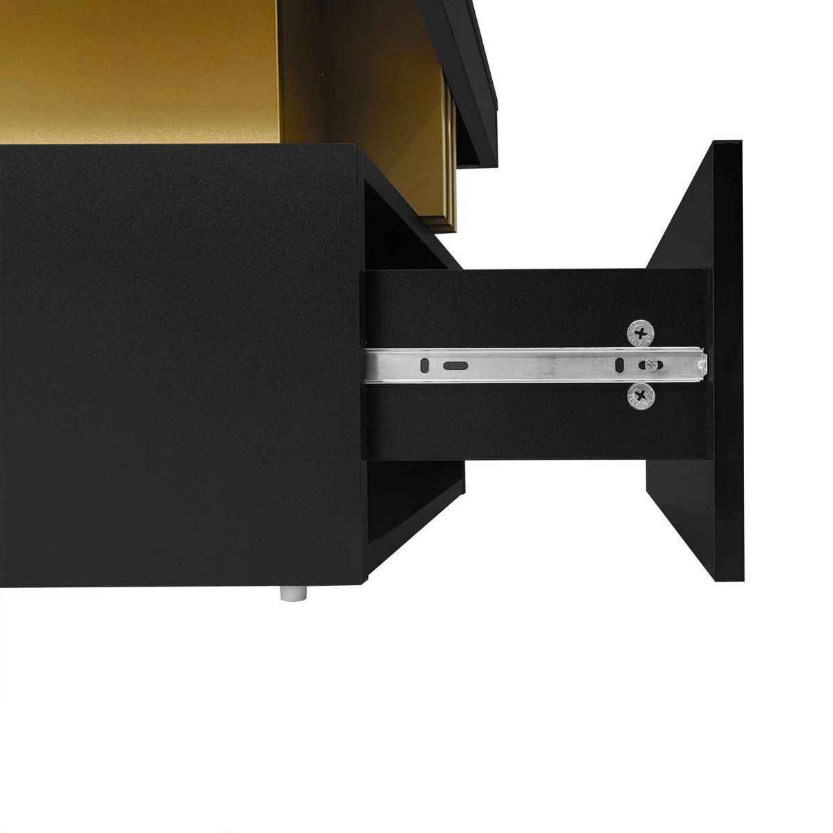 COUCHTISCH 100/50/40 cm mit Hochglanzplatte und 2 Holzschubladen schwarz - Schwarz, Holzwerkstoff (50/100/40cm) - OKWISH