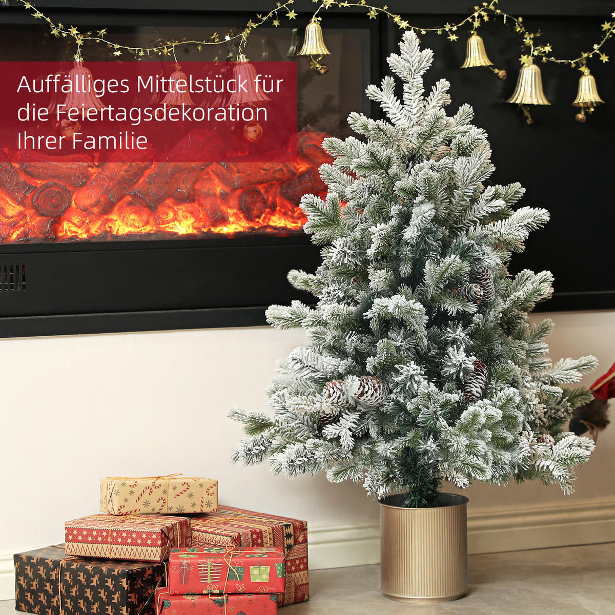 KÜNSTLICHER Weihnachtsbaum, 100 cm Christbaum mit 130 Spitzen, flammenhemmend - Grün, Kunststoff/Metall (100cm) - HOMCOM