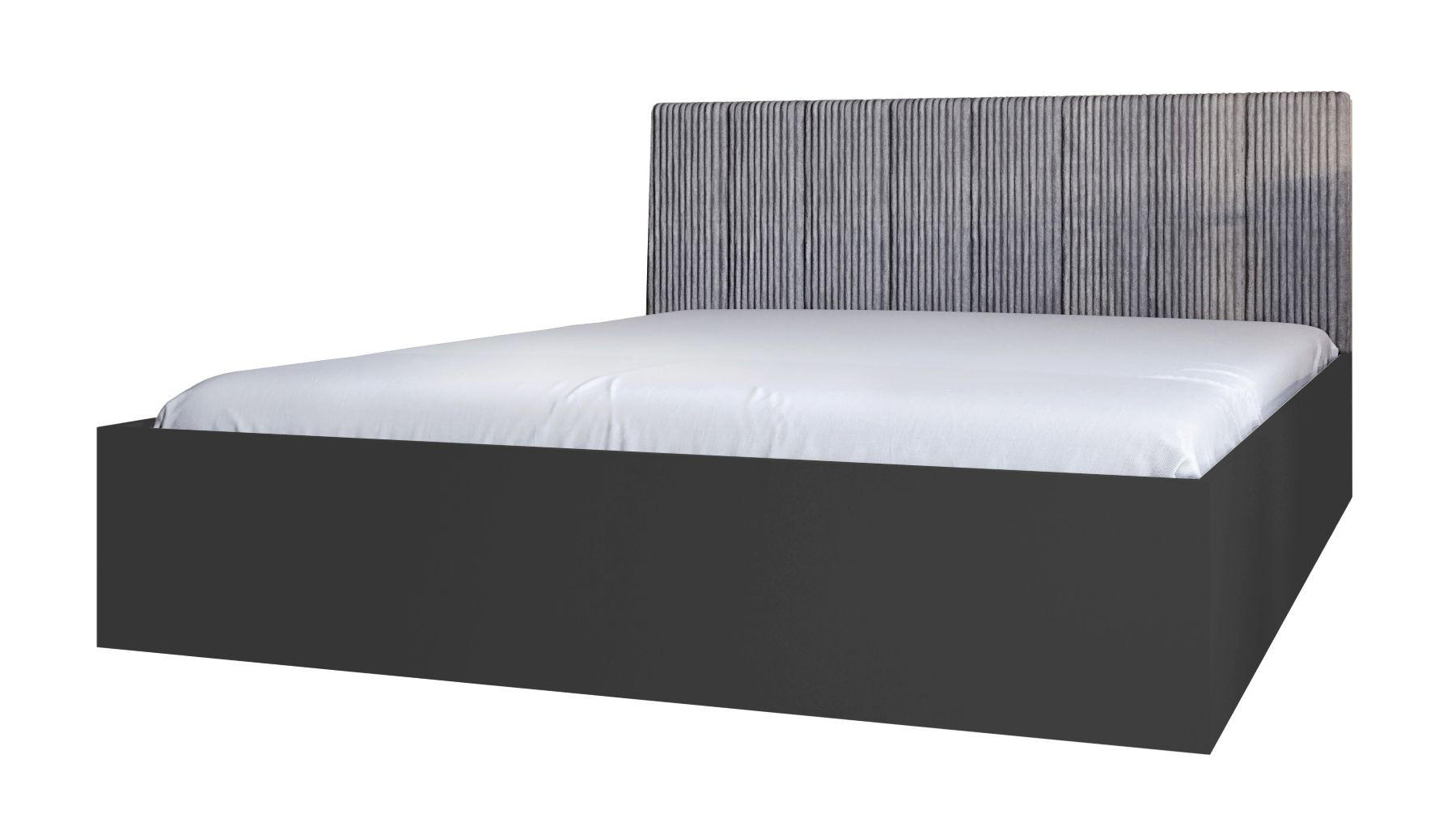 BETT Schwarz STYLE Mit Matratze Gepolsterter Grauer Kopfteil 120x200 cm - Grau, Textil (120/200cm) - Sepro Meble
