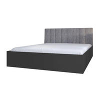 BETT Schwarz STYLE Mit Matratze Gepolsterter Grauer Kopfteil 120x200 cm - Grau, Textil (120/200cm) - Sepro Meble