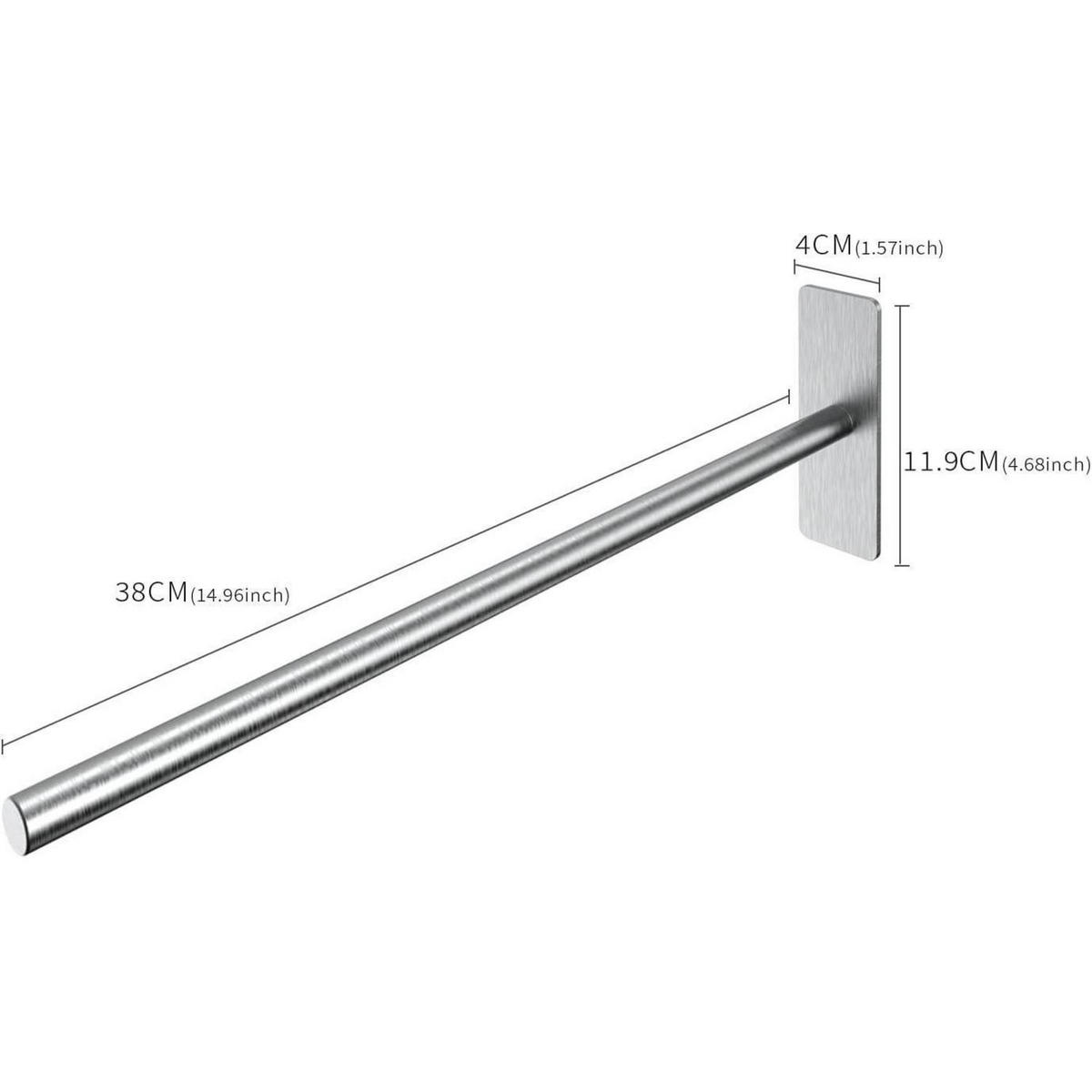 HANDTUCHHALTER Edelstahl gebürstet 39 cm selbstklebend - Silberfarben, Metall (4/12/38cm)