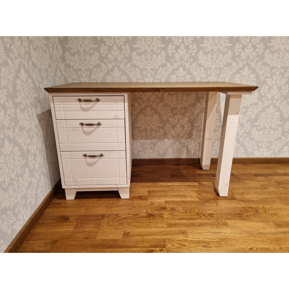 Thumbnail - MSL wooden furniture Schreibtisch, Weiß, Dunkelbraun, Holz, Echtholz,Kiefer, 60x75x120 cm, Arbeitszimmer, Schreibtische,...