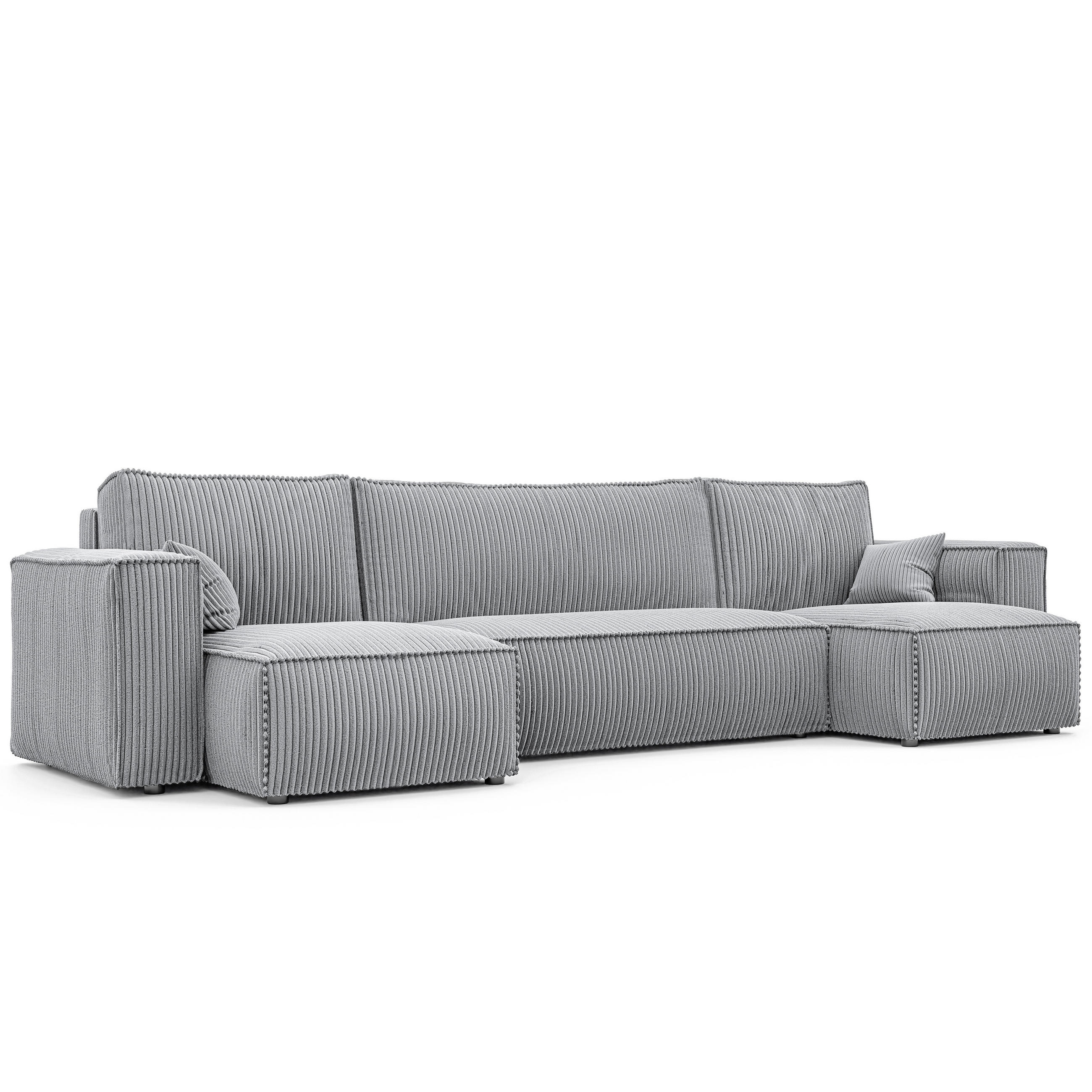 ECKSOFA mit Schlaffunktion und Bettkasten, Hellgrau - Hellgrau/Grau, Holzwerkstoff/Textil (312/145cm) - Idohome