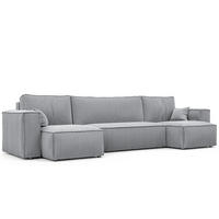 ECKSOFA mit Schlaffunktion und Bettkasten, Hellgrau - Hellgrau/Grau, Holzwerkstoff/Textil (312/145cm) - Idohome