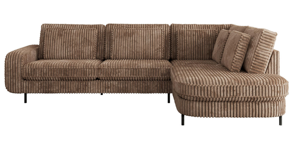 ROHOVÁ SEDAČKA CALENO L - Hnědá Manšestr - Levá Strana - černá/hnědá, kov/textil (317/225cm) - MKS