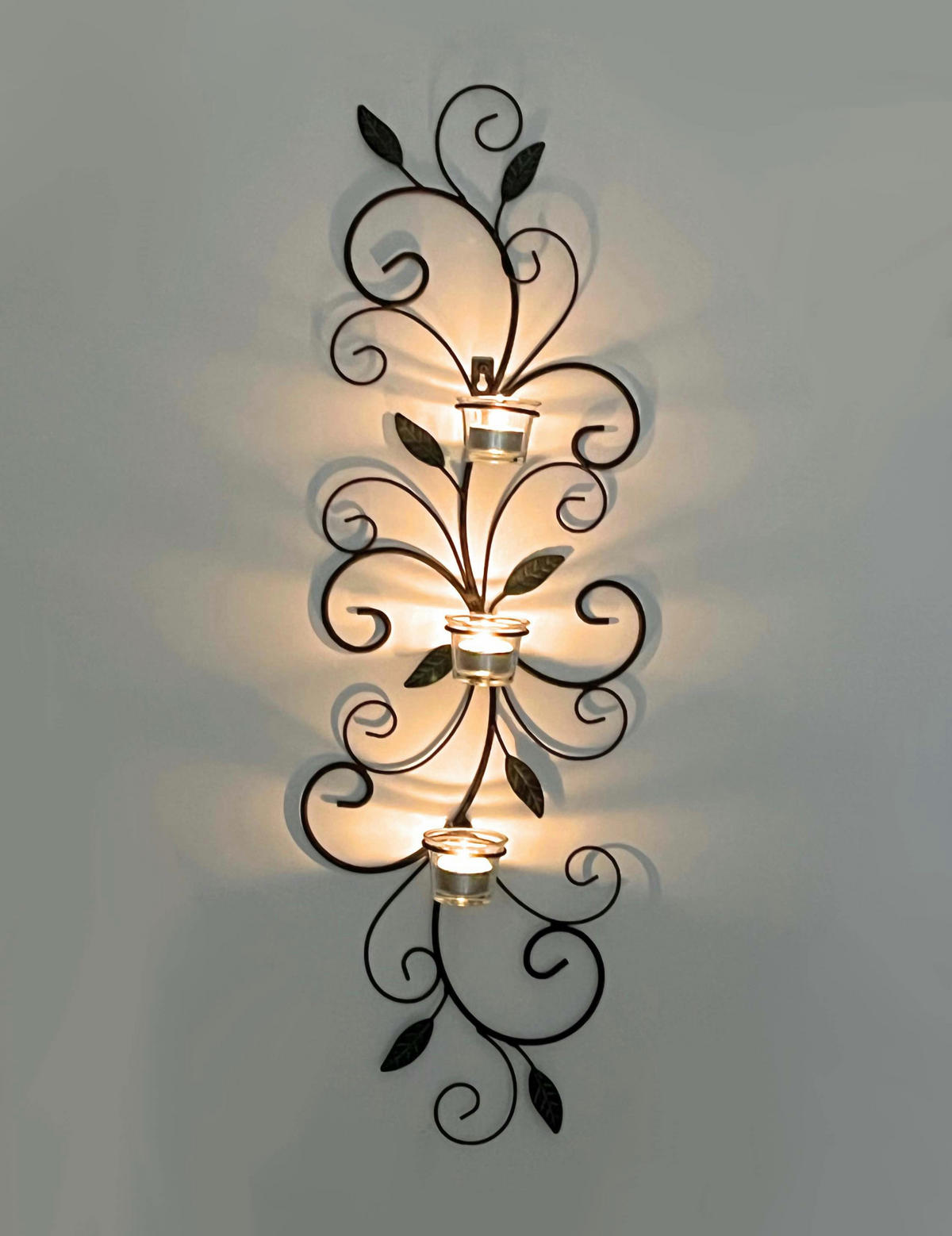 WANDTEELICHTHALTER Metall Dunkelbraun 25/9/75 cm - Braun, Metall (75cm) - DanDiBo