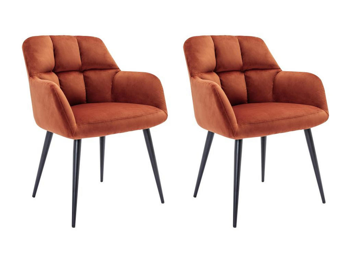 STUHL mit Armlehnen 2er-Set - Samt & Metall - Terracotta - PEGA - Braun, Textil (62/78/58.5cm) - Pascal Morabito