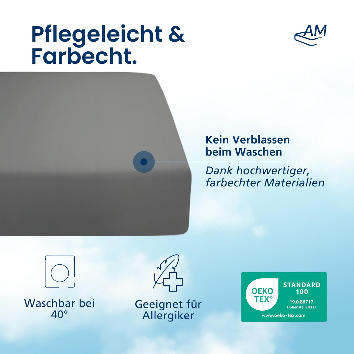 SPANNBETTLAKEN 180/210/25 cm Anthrazit - Anthrazit, Textil (180/210cm) - AM Qualitätsmatratzen