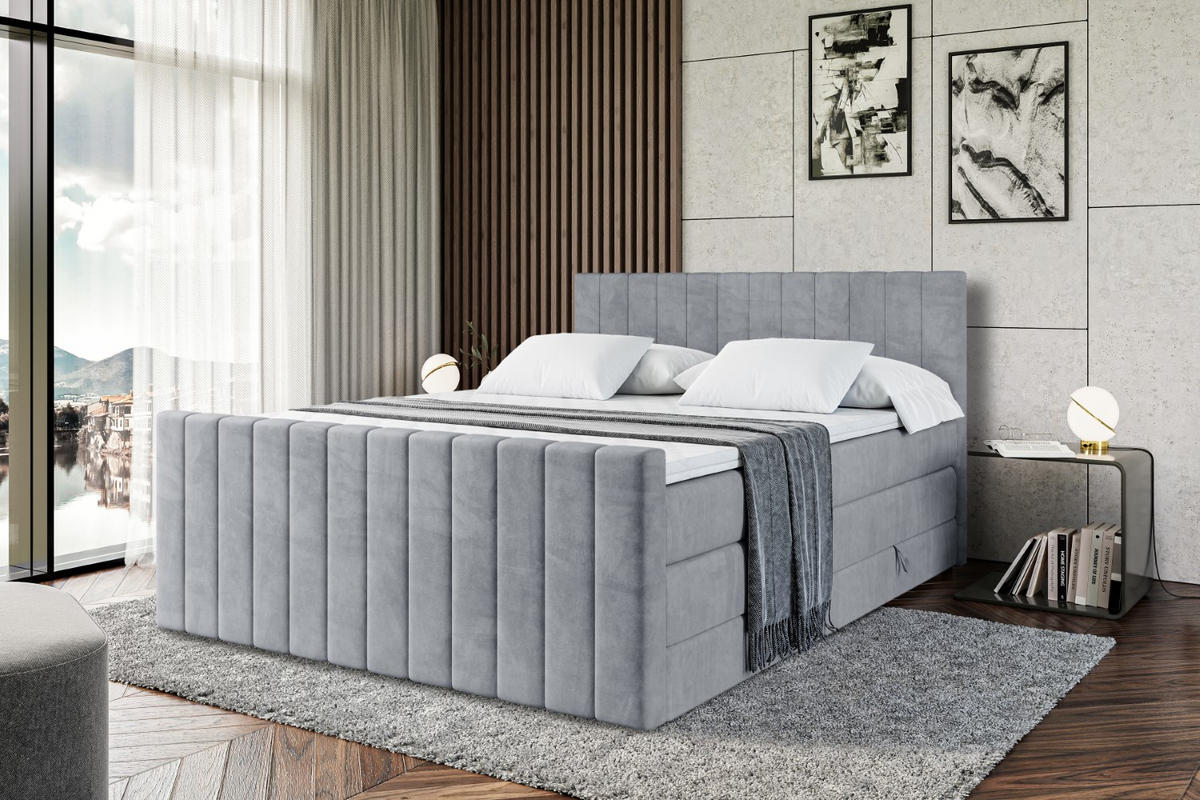 BOXSPRINGBETT EDITA-Z KING - 140x200 - H3/H4 - Grau - Grau, Holzwerkstoff (140/200cm) - ALTDECOR