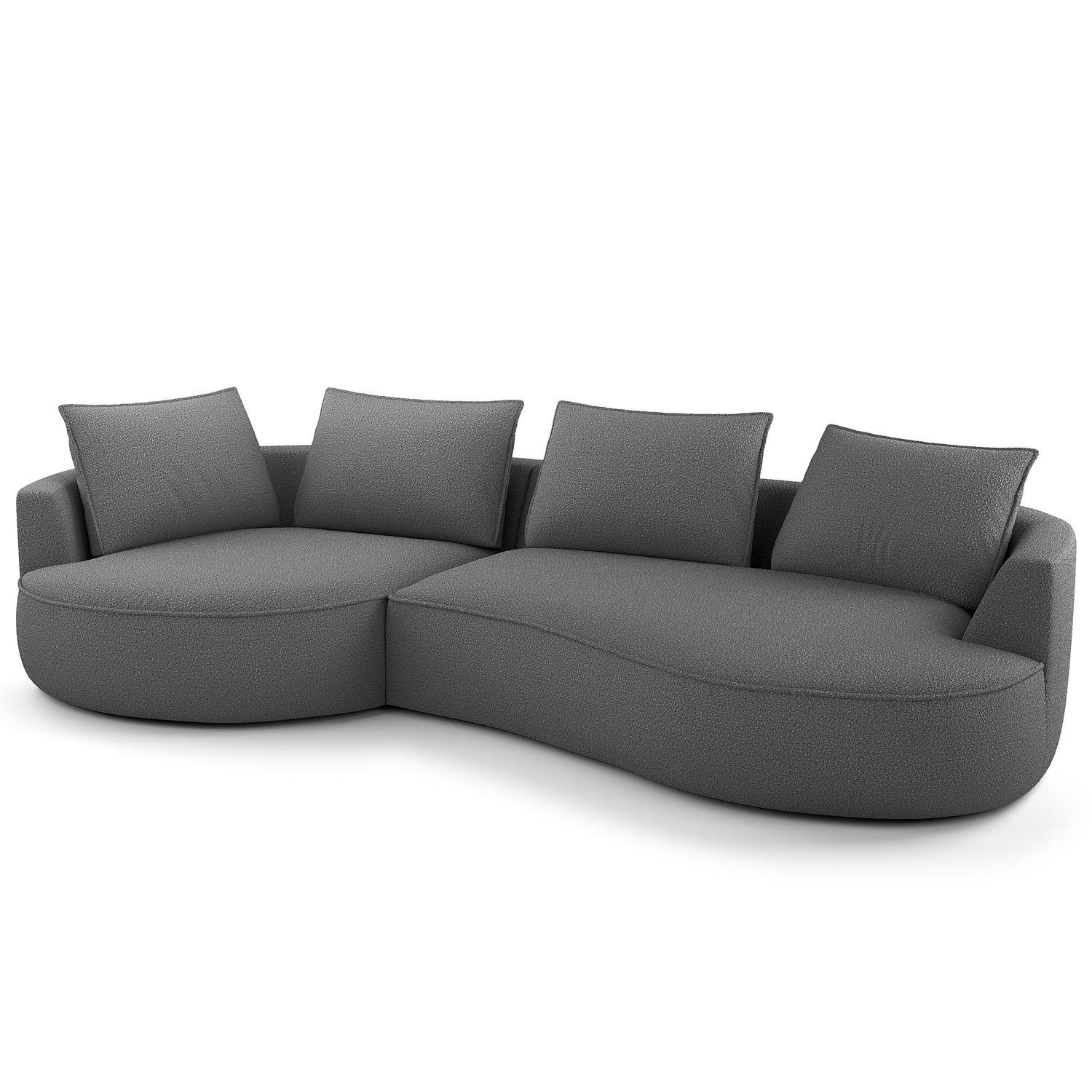 BIGSOFA - Schwarz/Grau, Kunststoff/Textil (322/82/154cm) - home24