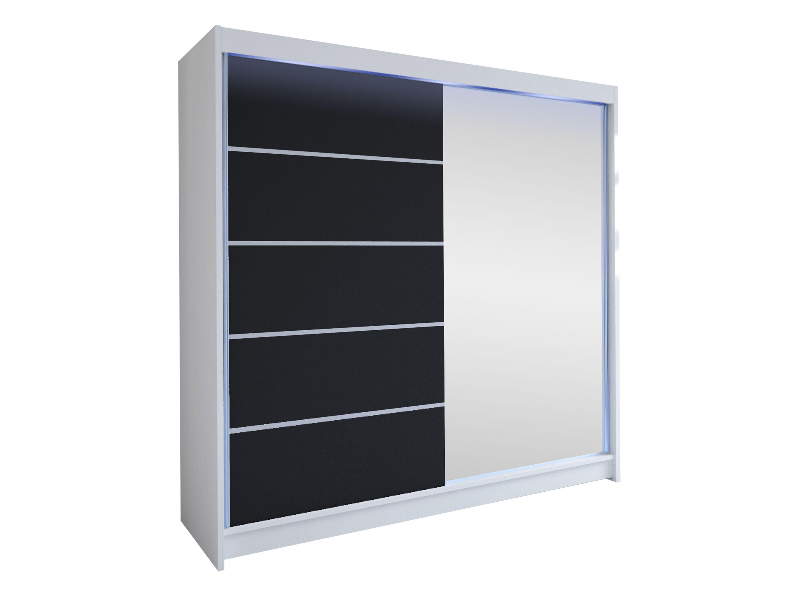SCHWEBETÜRENSCHRANK Talin III, mit RGB LED Beleuchtung - Silberfarben/Multicolor, Holzwerkstoff/Metall (180/215/58cm) - MIRJAN24