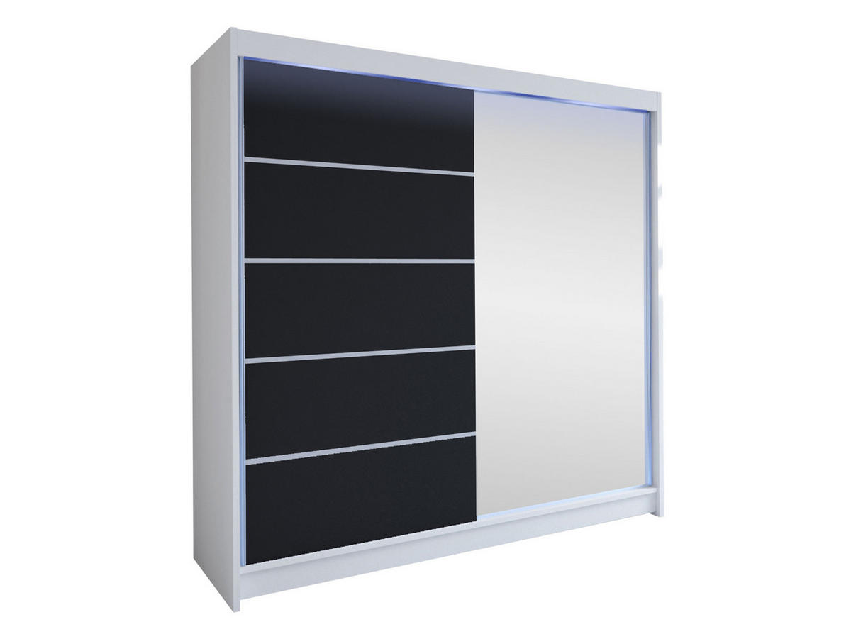 SCHWEBETÜRENSCHRANK Talin III, mit RGB LED Beleuchtung - Silberfarben/Multicolor, Holzwerkstoff/Metall (180/215/58cm) - MIRJAN24