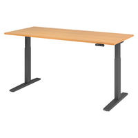 SCHREIBTISCH elektrisch XMKA 80/180/74 cm in Buchefarben/Graphitfarben - Buchefarben/Graphitfarben, Holzwerkstoff (80/180/74cm) - bümö