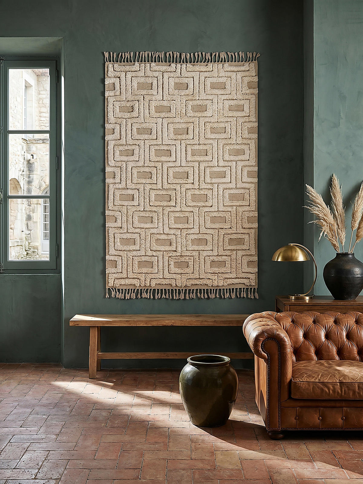 WOLLTEPPICH, Hoch-Tief Struktur Geometrisch, mit Fransen, Wohnzimmer Beige Rechteckig 200x290 - Beige, Textil (200/290cm) - KADIMA DESIGN