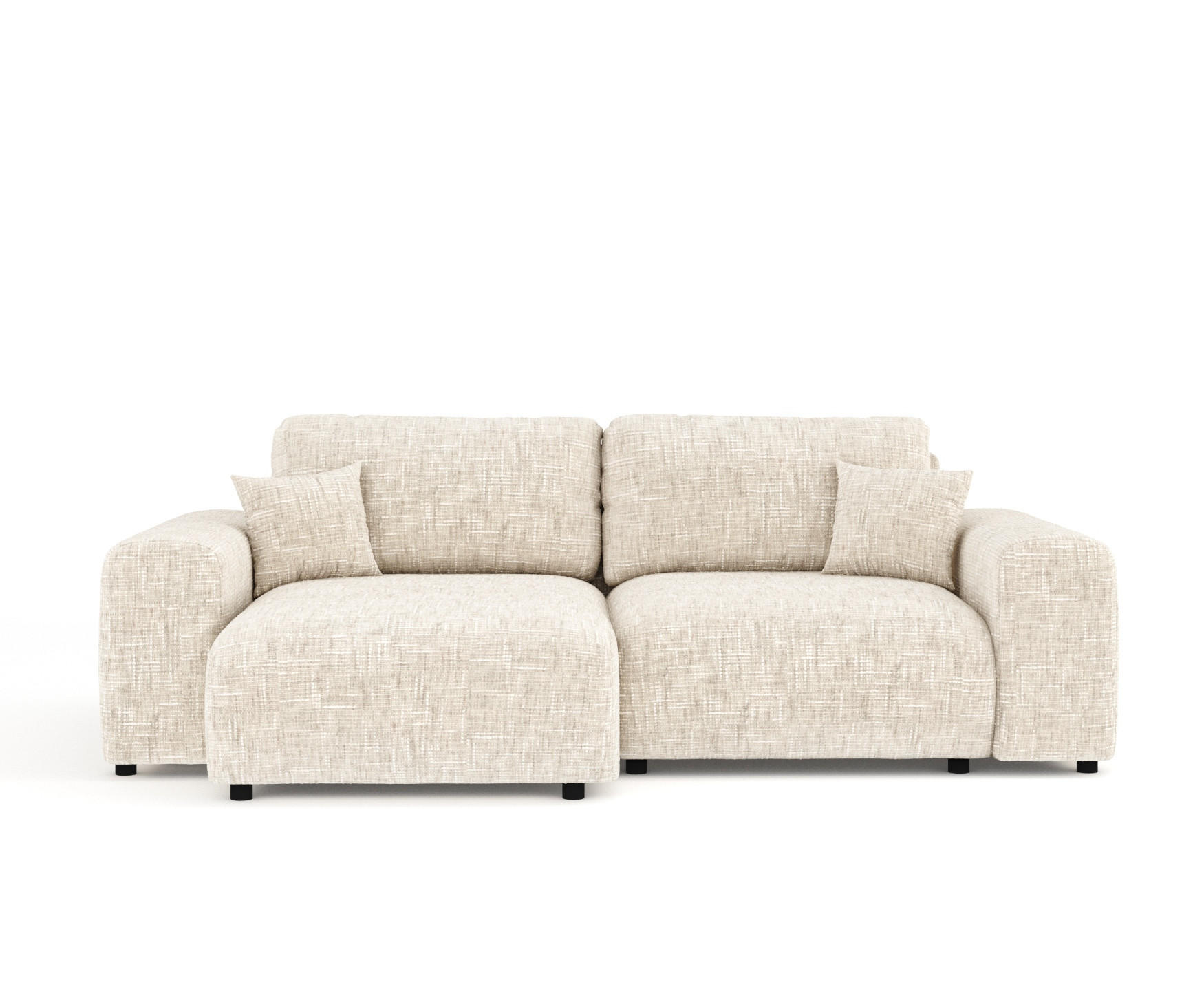 ECKSOFA Zanzibar Creme Webstoff - Creme/Schwarz, Holz/Holzwerkstoff (237/144cm) - Maison de Reve