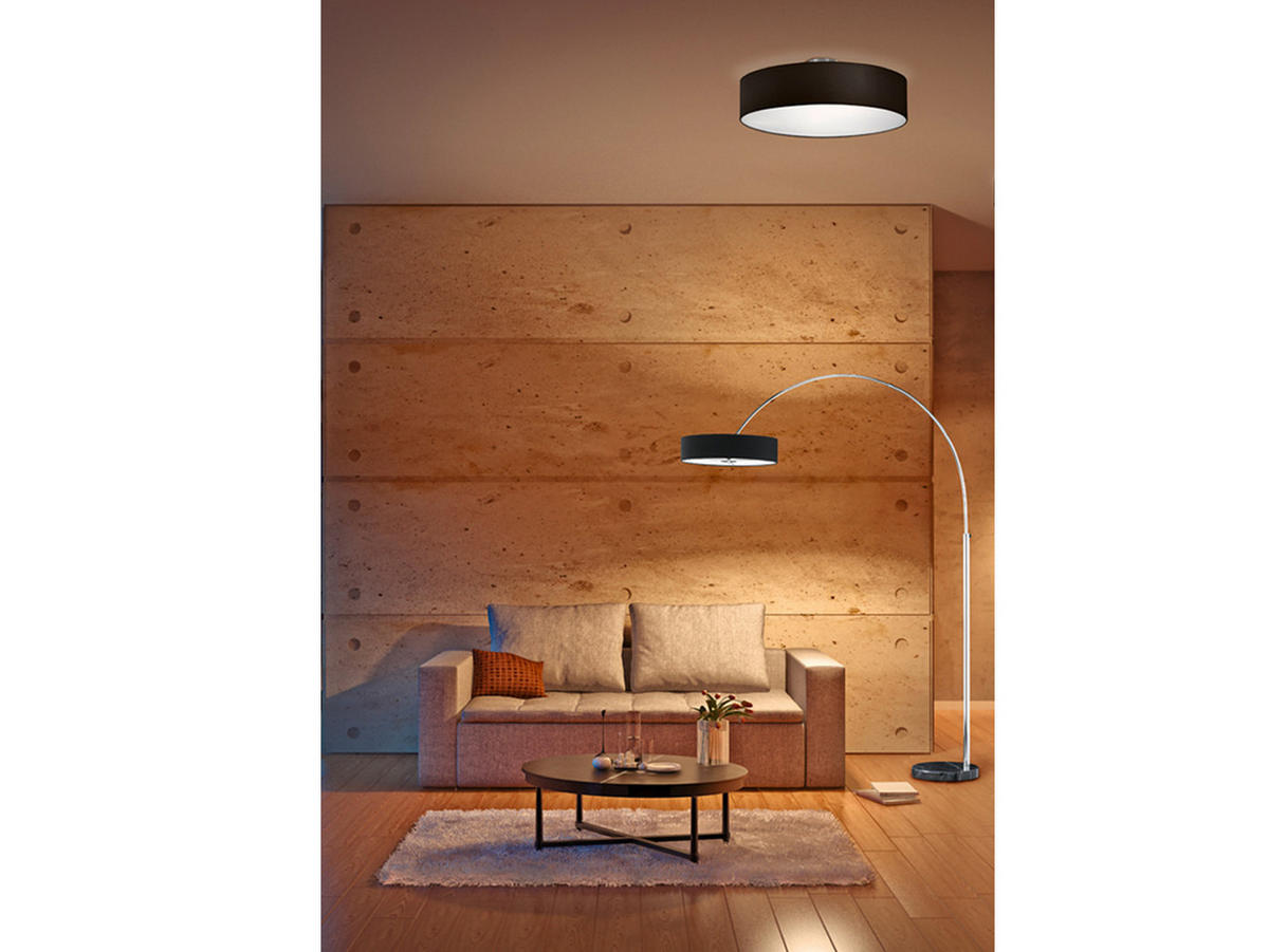 LED-DECKENLAMPE Ø50cm, Lampenschirm Stoff Schwarz - Schwarz, Textil (50/50/17cm) - meineWunschleuchte