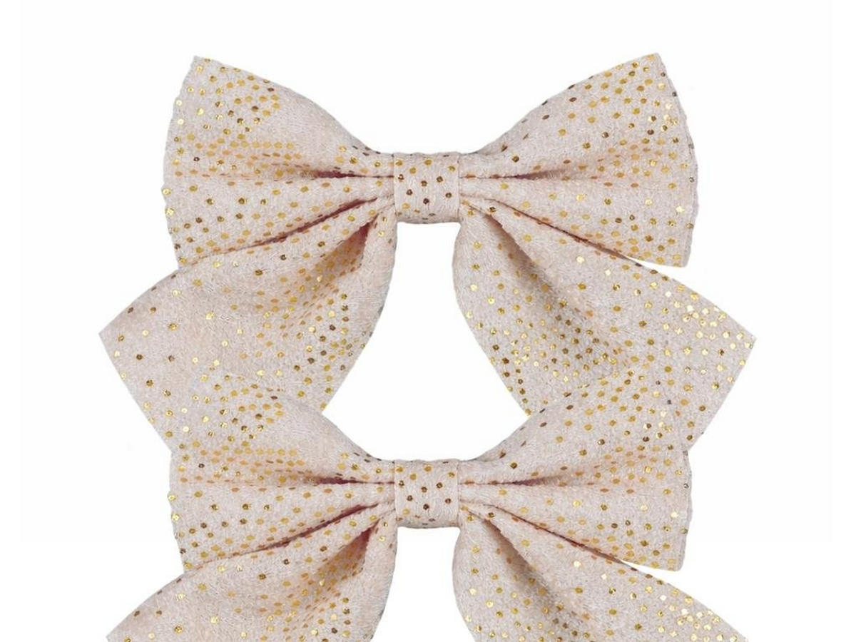 WEIHNACHTSSCHLEIFE 2 Stück, creme, mit Goldmuster, 12 × 13 cm - Creme, Naturmaterialien (13cm) - LAALU