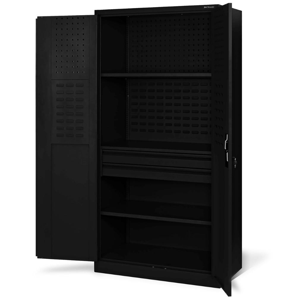 WERKZEUGSCHRANK mit Lochwand AESO 185x92x50cm Schwarz - Schwarz, Metall (92/185/50cm) - DELUKE