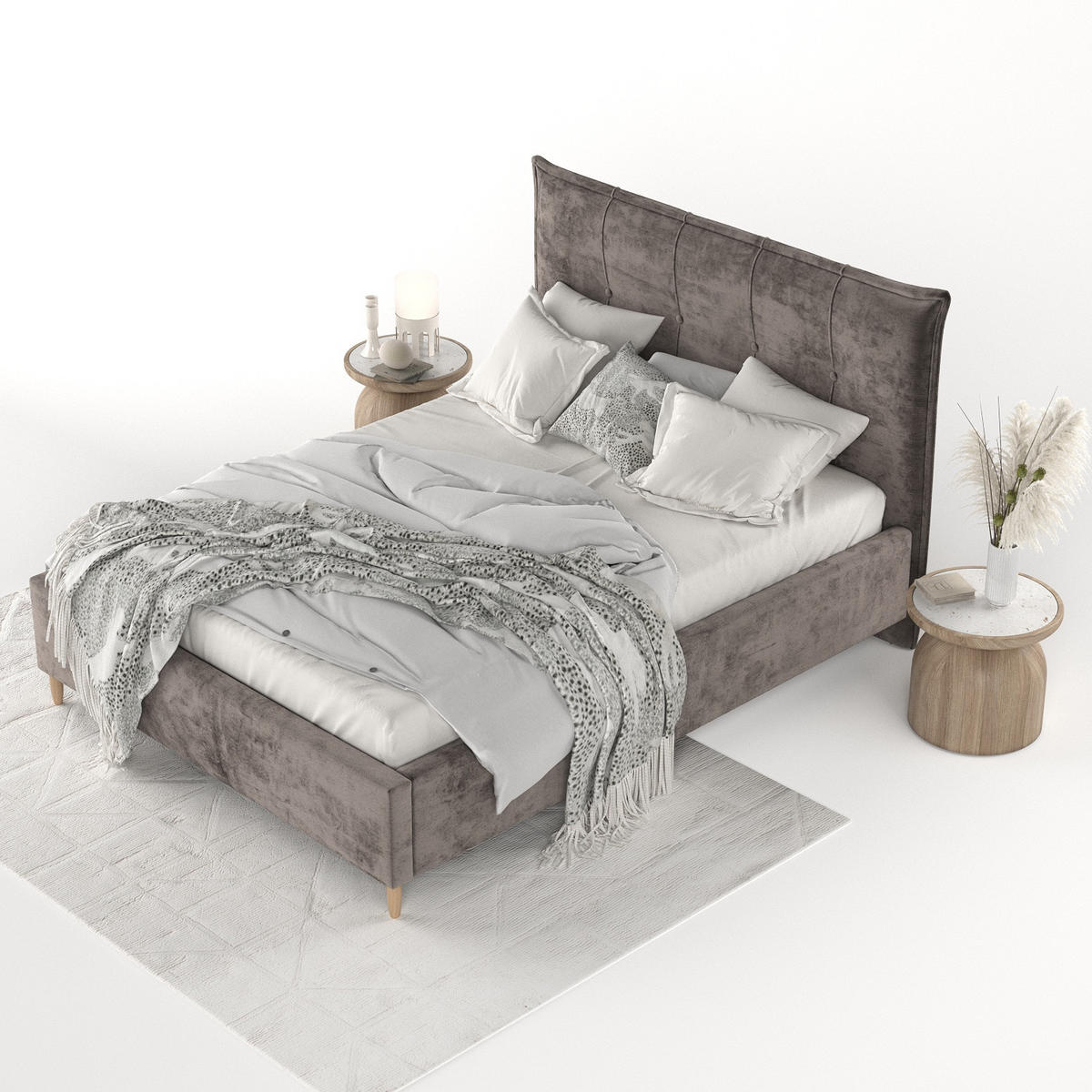 POLSTERBETT Plaza 120/200 cm Braun im Lotta Stoff - Naturfarben/Braun, Holz/Holzwerkstoff (120/200cm) - AltaBeds