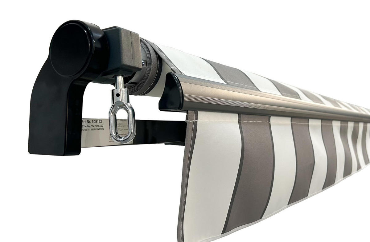 GELENKARMMARKISE Insbruk 300x200cm Grau-Weiß Balkonmarkise Gelenkmarkise - Grau, Kunststoff (295/20/200cm) - DELUKE