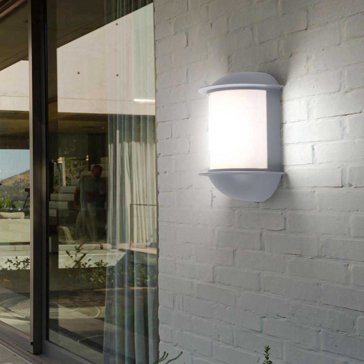 LED AUSSEN-WANDLEUCHTE Aluguss Silber Weiß 2er Set - Weiß, Metall (10/22/16cm)