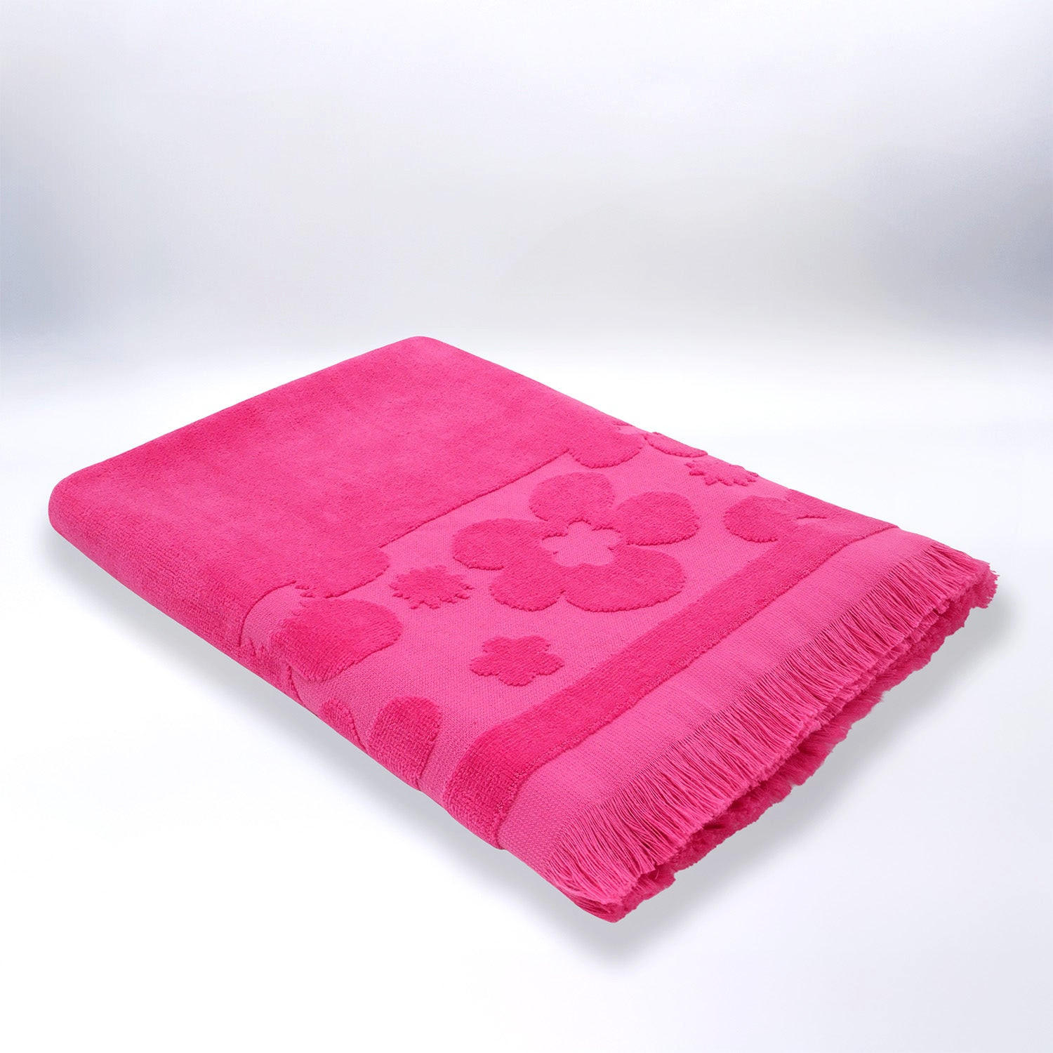 STRANDTUCH Frottee Velours Jacquard Rosa 90x170 340g/m² - Kervel - Pink, Textil (170/90cm) - LE COMPTOIR DE LA PLAGE