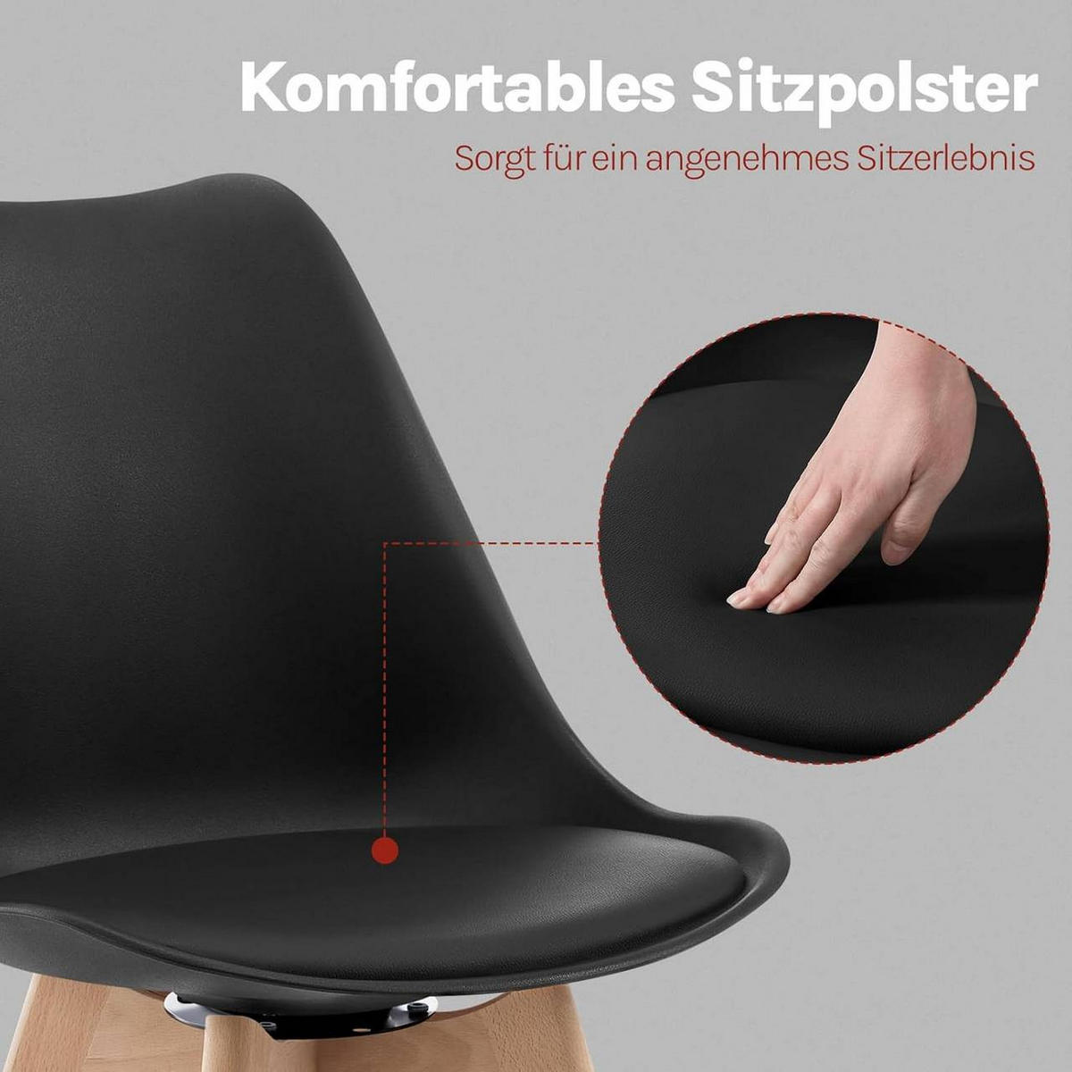 STUHL 2er Set, drehbar, Kunstleder, Massivholz, Schwarz - Buchefarben/Schwarz, Holz/Kunststoff (48/83/58.5cm) - Woltu