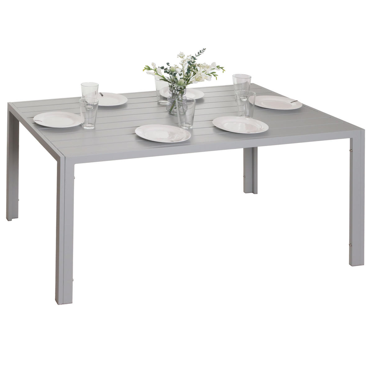 ALU-ESSTISCH rechteck Hellgrau - Hellgrau, Metall (80/140/72cm) - MCW