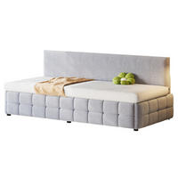 POLSTERBETT 90/200 cm aus Samt mit hydraulischem Stauraum Hellgrau - Hellgrau, Textil (90/200cm) - Modenvie