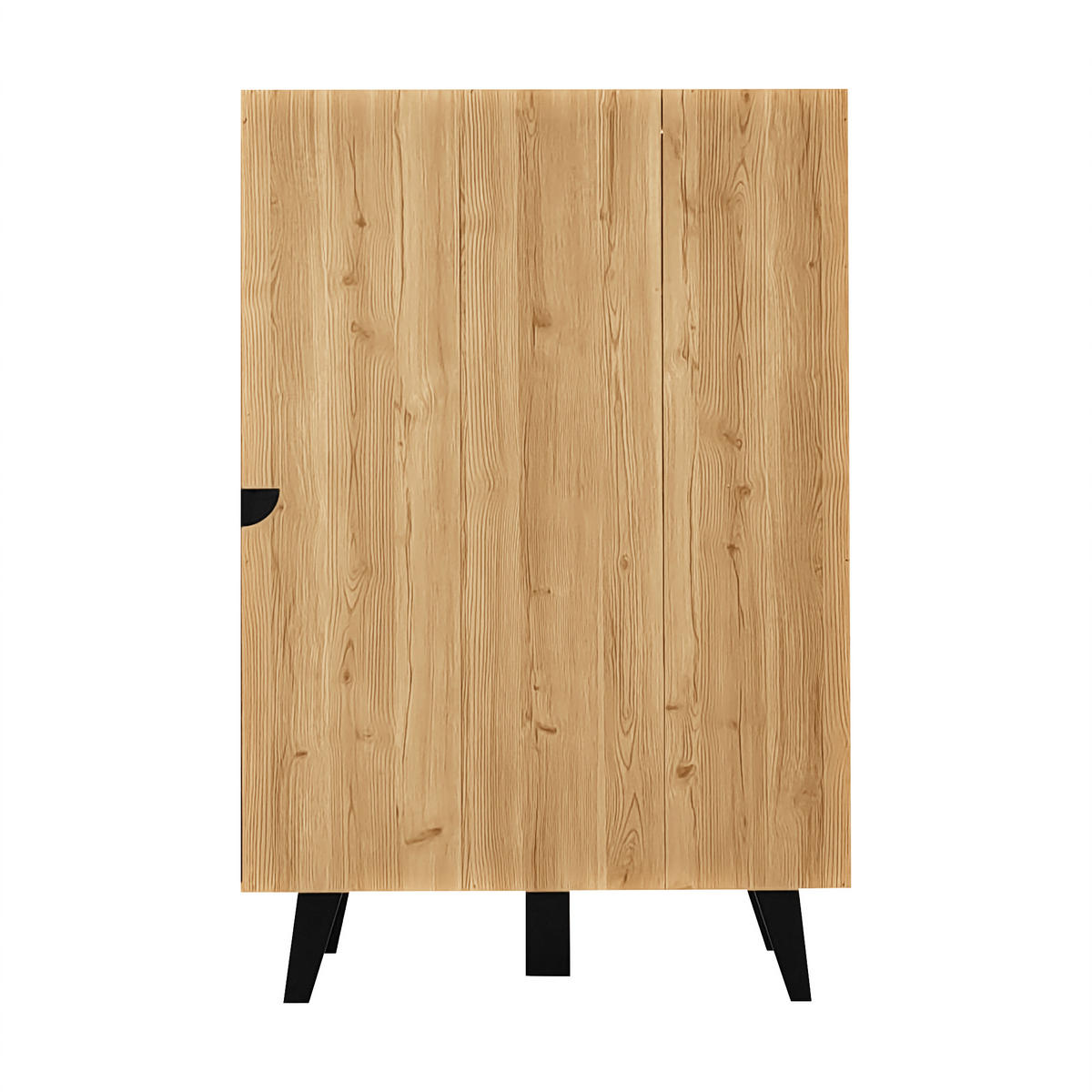 HIGHBOARD DE-38235 120/40/80 cm mit 2 Türen, Glas und LED-Beleuchtung Schwarz/Holz - Naturfarben, Holzwerkstoff (80/120/40cm) - ComfortXL