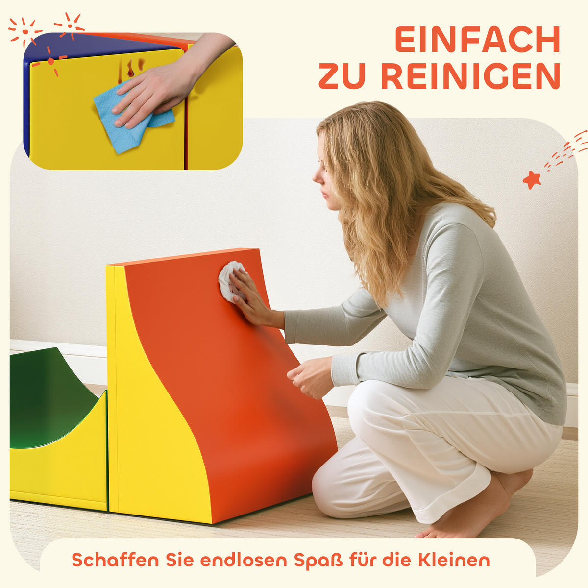 SCHAUMSTOFF Bausteine Kinder 3 Stück Klettern Riesenbausteine Gelb - Gelb, Kunststoff (45.7/141cm) - AIYAPLAY