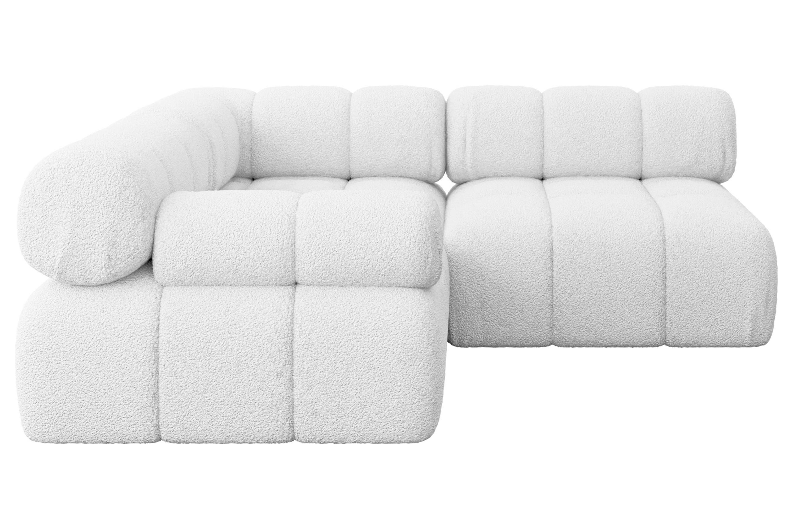ECKSOFA modulares Sofa Mende-L1 - 190x190x70 cm Weiß Bouclé - Weiß, Holzwerkstoff/Textil (190/190cm) - ALTDECOR