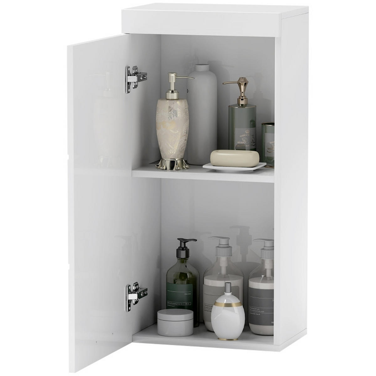 HÄNGESCHRANK 37.2x24.5x76.8 cm Weiß mit 2 Regalen & quadratischem Griff - Weiß, Holzwerkstoff (37.2/76.8/24.5cm) - Modfu