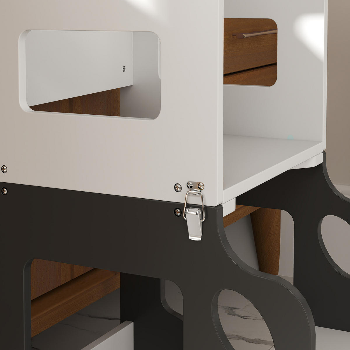 LERNTURM DE-17248 4-in-1 mit doppelseitiger Tafel & Autodesign Grau - Weiß, Holzwerkstoff (46/92/58cm) - ComfortXL