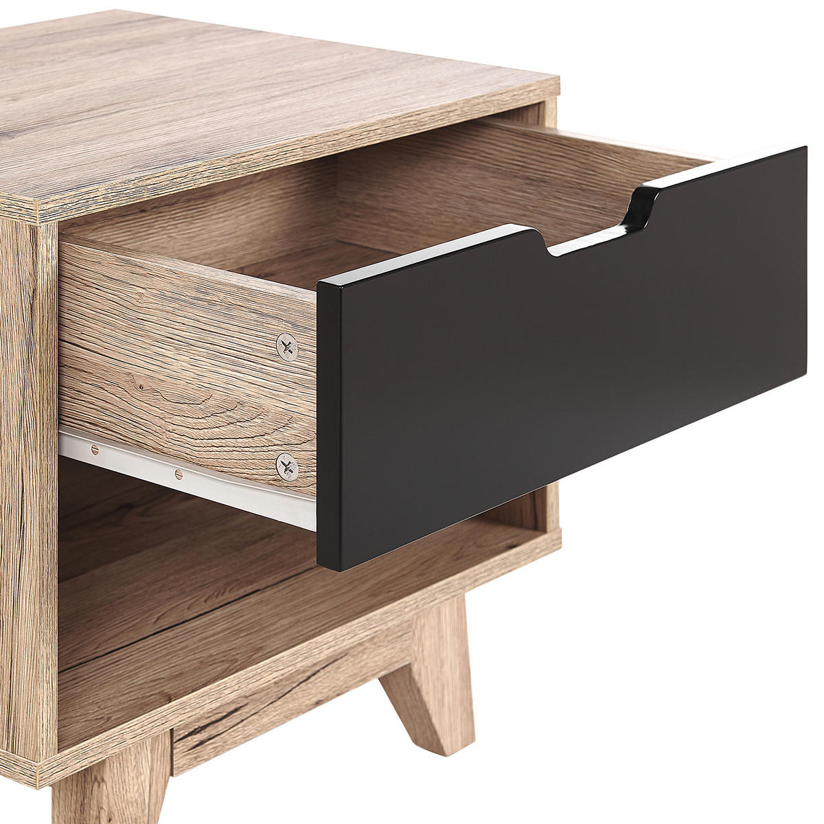 NACHTTISCH heller Holzfarbton/schwarz Spencer - Hellbraun/Schwarz, Holzwerkstoff (50/46/40cm) - Beliani
