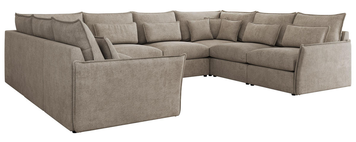 WOHNLANDSCHAFT VERSO U 8M Beige Struktur - Beige/Schwarz, Kunststoff/Textil (362/93/270cm) - MKS