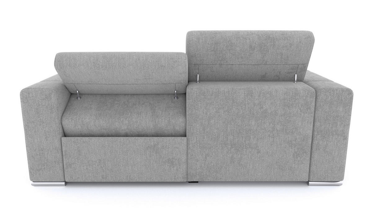 SOFA QUARTZ 3-Sitzer mit 1 Relaxfunktion, hellgrau - Silberfarben/Hellgrau, Holzwerkstoff/Textil (204/80/102cm) - Courtois Laville