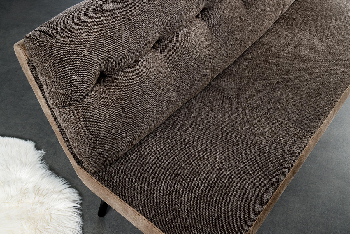 SITZBANK BIG GEORGE Flachgewebe Taupe 160 cm - Taupe/Schwarz, Textil/Metall (160/90/69cm) - riess-ambiente