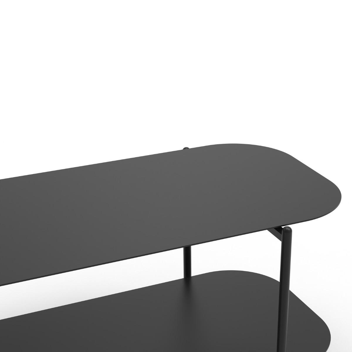 ZWEISTUFIGER Couchtisch aus schwarzem Metall 58/45,5/100 cm - Schwarz, Metall (100/58/45.5cm) - Calicosy