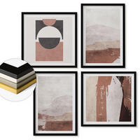 WANDBILDER 4er-Set - 50x50 cm & 40x60 cm Schwarzer Rahmen - Abstrakte braune Muster - Schwarz, Kunststoff (50/50cm) - ArtPrintCave