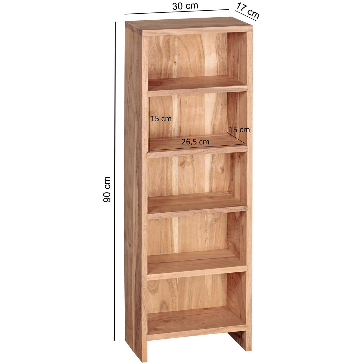 KLEINES Regal NOLA Standregal Akazie - Akaziefarben, Holz (30/90/17cm) - tinkaro