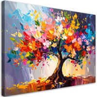 LEINWANDBILD 3D Bunter blühender Baum des Lebens 120x80cm - Multicolor, Textil (120/80cm) - Feeby