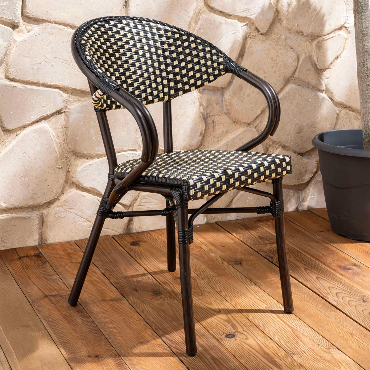 GARTENSTUHL, Schwarz - Schwarz, Holz (57/82/60cm) - Oviala